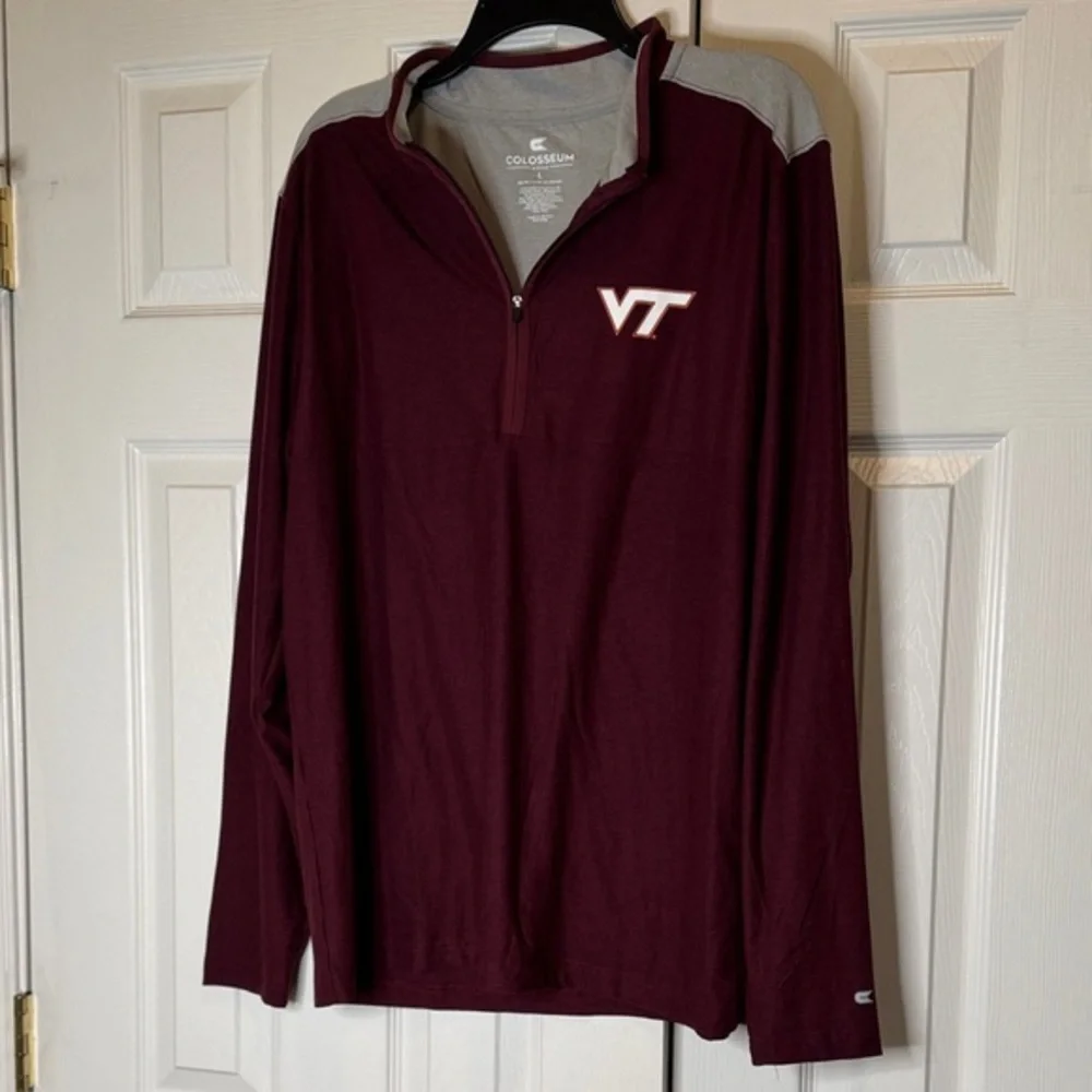 Maroon and Light Gray VT Quarter-Zip Pullover NWT size large
